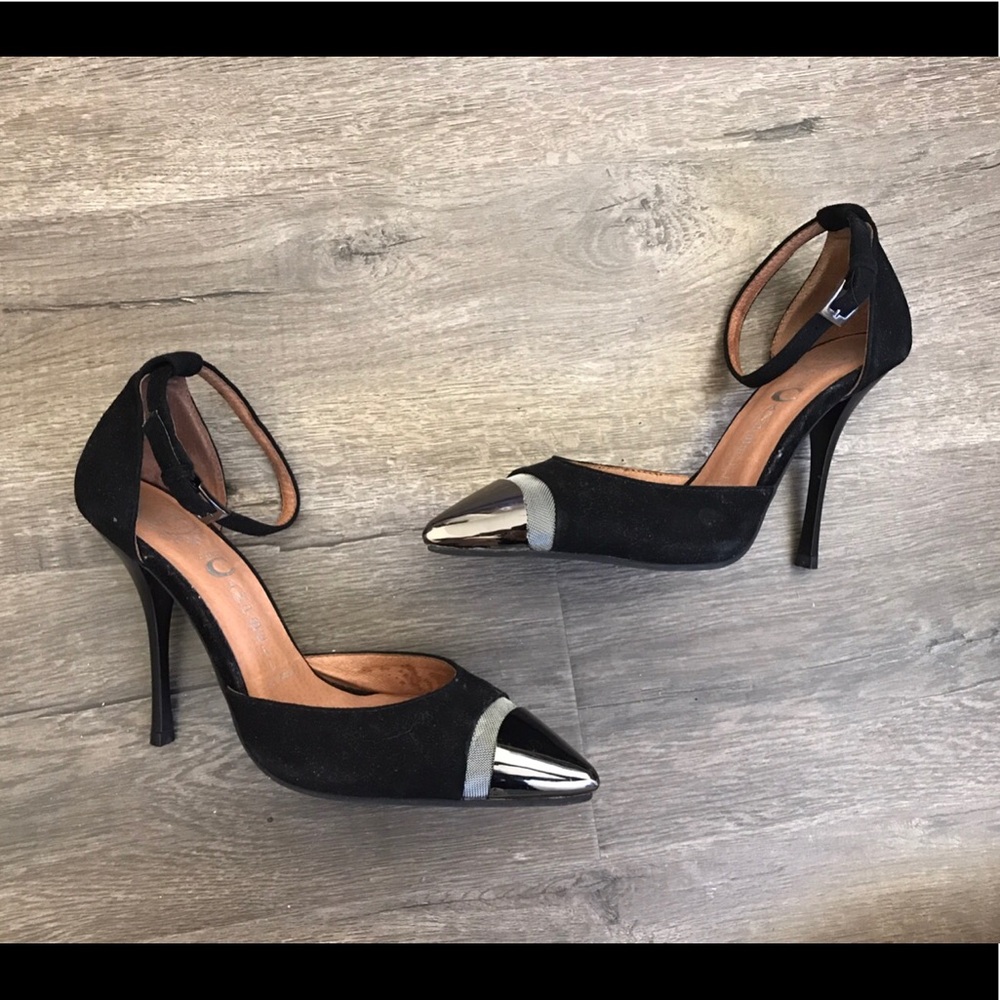 Jeffrey Campbell pointy suede metal heels size 6